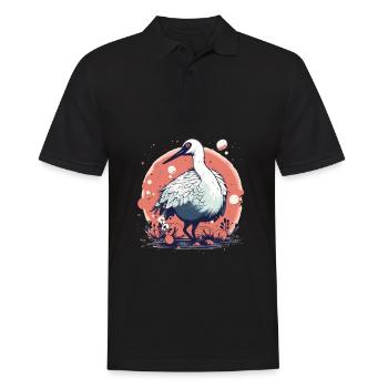 Mignon Anime Style rouge couronné grue Kawaii - Polo Homme - noir - Devant - Kai (181cm)