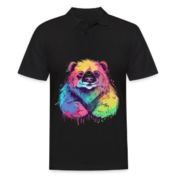 Süßer Anime -Stil Faultier Bär Kawaii - Männer Poloshirt - Schwarz - Vorne - Kai (181cm)