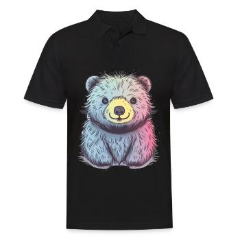 Süßer Anime -Stil Faultier Bär Kawaii - Männer Poloshirt - Schwarz - Vorne - Kai (181cm)
