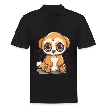 Netter Anime -Stil Langsam Loris Kawaii - Männer Poloshirt - Schwarz - Vorne - Kai (181cm)