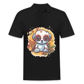 Netter Anime -Stil Langsam Loris Kawaii - Männer Poloshirt - Schwarz - Vorne - Kai (181cm)