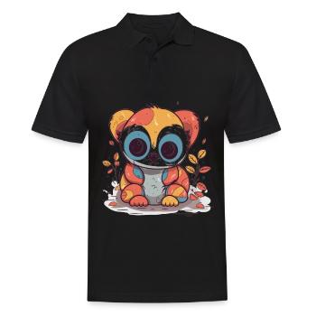 Netter Anime -Stil Langsam Loris Kawaii - Männer Poloshirt - Schwarz - Vorne - Kai (181cm)