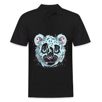 Netter Anime -Stil Schneeleopard Kawaii - Männer Poloshirt - Schwarz - Vorne - Kai (181cm)