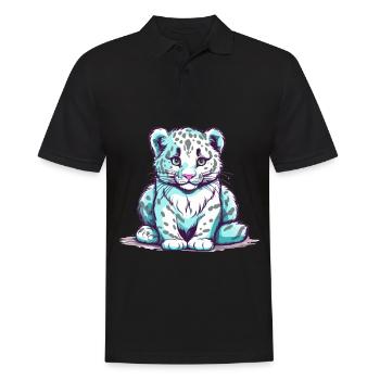 Cute Anime Style Snow Leopard Kawaii - Men's Polo Shirt - black - Front - Kai (181cm)