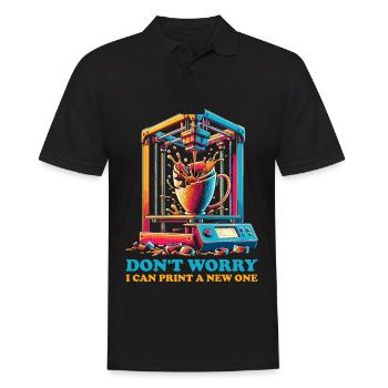 Keine Sorge ich kann es neu drucken 3D-Druck - Männer Poloshirt - Schwarz - Vorne - Kai (181cm)