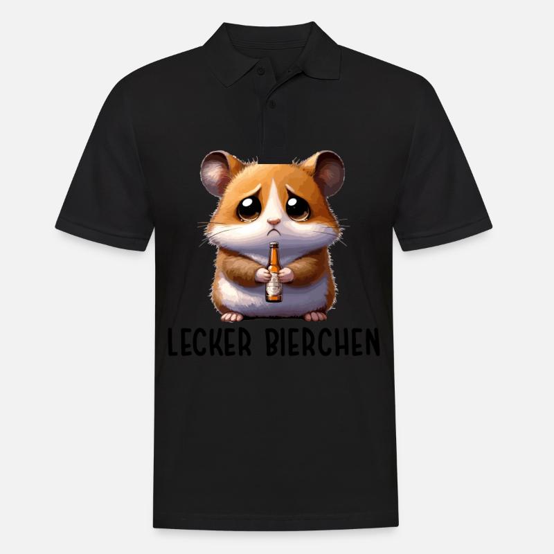 LECKER BIERCHEN Sad Hamster Meme - Männer Poloshirt - Schwarz