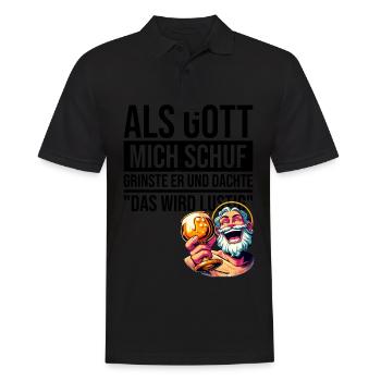 When God created me, he grinned and thought - Men's Polo Shirt - black - Front - Kai (181cm)