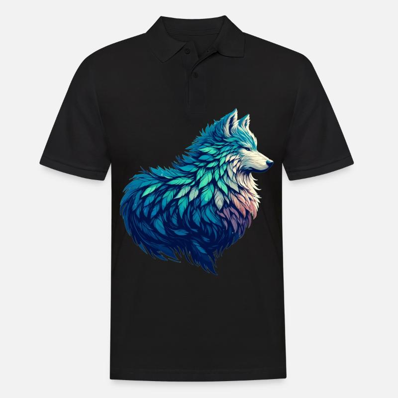 Wolf Stehend Majestätisch In Einem - Männer Poloshirt - Schwarz