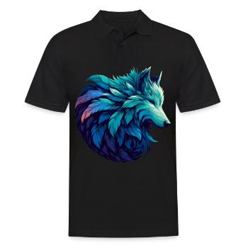 Loup debout majestueux dans un - Polo Homme - noir - Devant - Kai (181cm)