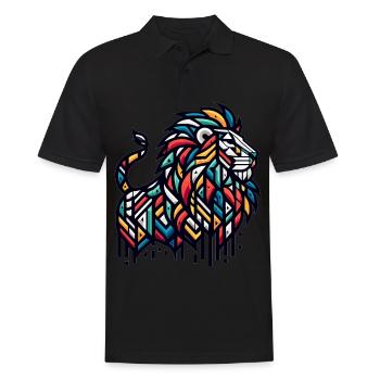 Lion à motifs géométriques - Polo Homme - noir - Devant - Kai (181cm)