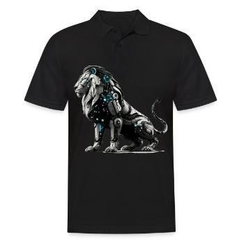 Lion cybernétique futuriste - Polo Homme - noir - Devant - Kai (181cm)