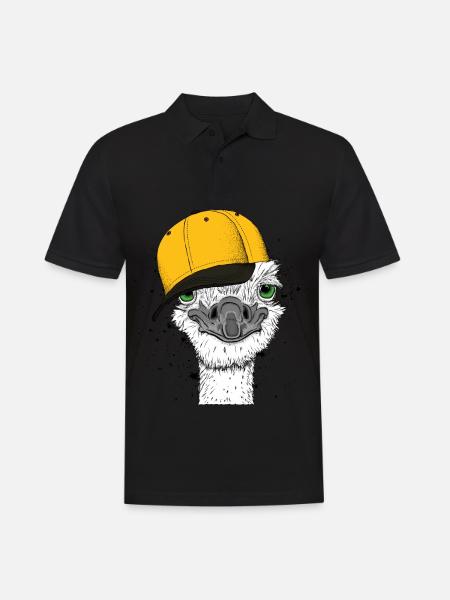 Knuffiger Strauß - Was guckst du? - Männer Poloshirt - Schwarz