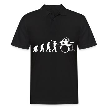 Drummer Evolution Schlagzeug Bass Gitarre - Männer Poloshirt - Schwarz - Vorne - Kai (181cm)
