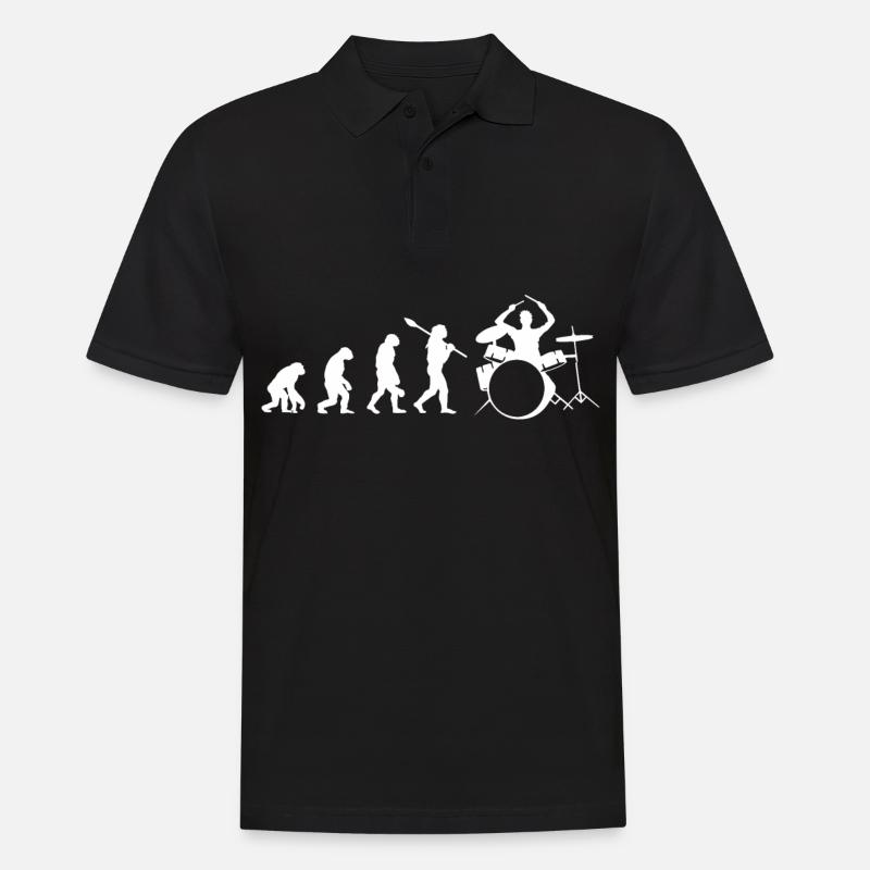 Drummer Evolution Schlagzeug Bass Gitarre - Männer Poloshirt - Schwarz