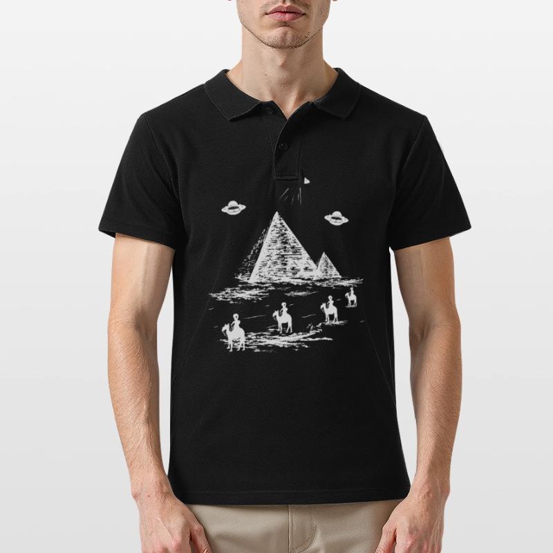 evolution alien ufo extraterrestrial pyramid egypt Men's Polo Shirt