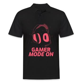 gamer mode on zocke modus headset teams nerds geek - Polo Homme - noir - Devant - Kai (181cm)