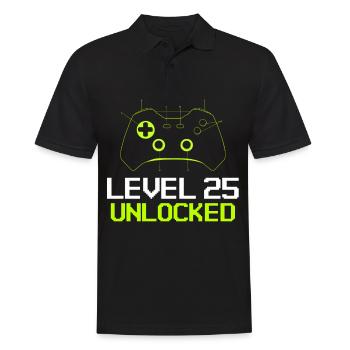 level 25 unlocked zocker geburtstag 25 jahre alt - Männer Poloshirt - Schwarz - Vorne - Kai (181cm)