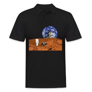 view from the moon to the earth with astronaut rover - Men's Polo Shirt - black - Front - Kai (181cm)