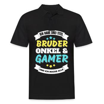 Ich habe drei Titel bruder onkel gamer nerd zocker - Männer Poloshirt - Schwarz - Vorne - Kai (181cm)