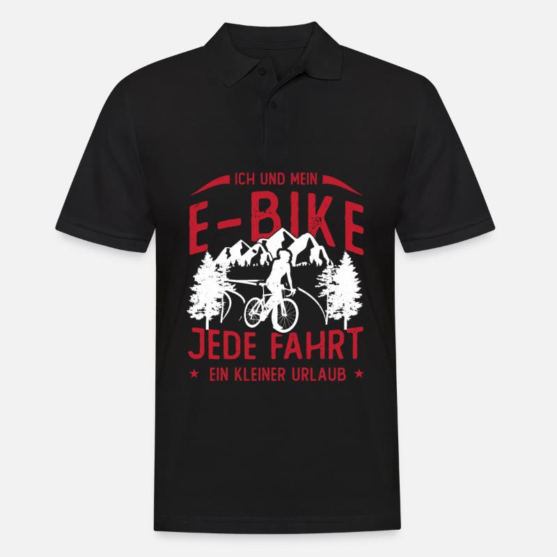 ICH & MEIN E-BIKE, JEDE FAHRT EIN URLAUB - (E) - Männer Poloshirt - Schwarz