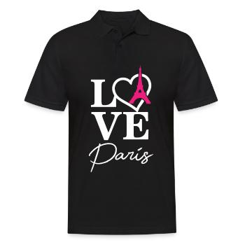Love Paris Tour Eiffel Français France - Polo Homme - noir - Devant - Kai (181cm)