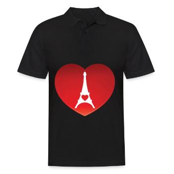 Eiffelturm Herz für Paris Frankreich und Franzosen - Männer Poloshirt - Schwarz - Vorne - Kai (181cm)