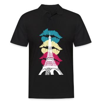 Eiffelturm Kuss Paris Frankreich Franzosen - Männer Poloshirt - Schwarz - Vorne - Kai (181cm)