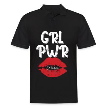 Frauen Paris Kussmund Eiffelturm - Männer Poloshirt - Schwarz - Vorne - Kai (181cm)