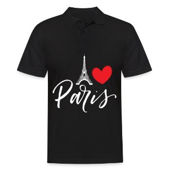 Paris Herz Eiffelturm auf Französisch Frankreich - Männer Poloshirt - Schwarz - Vorne - Kai (181cm)