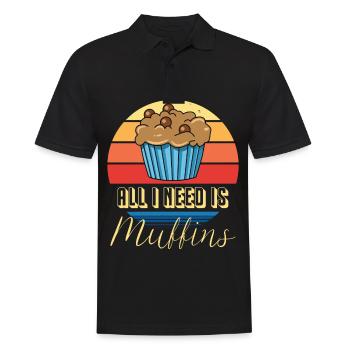 Muffin ich brauch nur Muffins süßes Gebäck - Männer Poloshirt - Schwarz - Vorne - Kai (181cm)