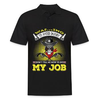 Warnung Sheriff bei der Arbeit - Männer Poloshirt - Schwarz - Vorne - Kai (181cm)