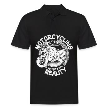 Motorcycling is my escape from reality - Biker - Männer Poloshirt - Schwarz - Vorne - Kai (181cm)