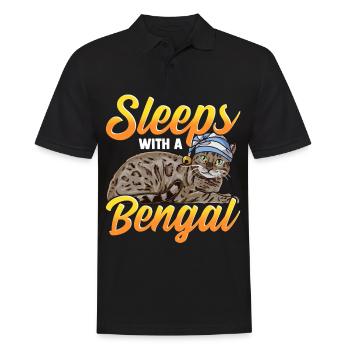 Chat Bengale Chat Chat Amoureux des chats - Polo Homme - noir - Devant - Kai (181cm)