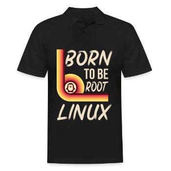 Linux Né pour être root Retro Admin Nerd Geek - Polo Homme - noir - Devant - Kai (181cm)
