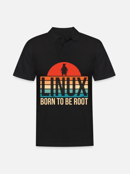 Linux né pour être Root Penguin Nerd Coding Geek - Polo Homme - noir