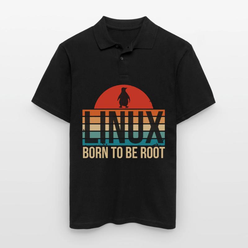 Linux né pour être Root Penguin Nerd Coding Geek Polo Homme