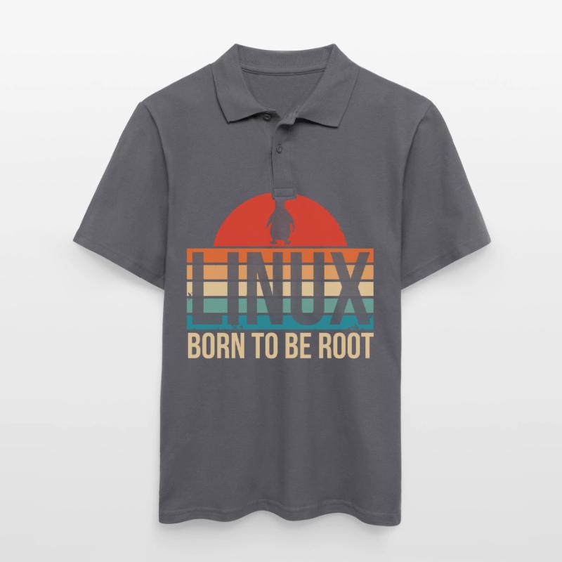 Linux Born To Be Root Penguin Nerd Coding Geek Men's Polo Shirt