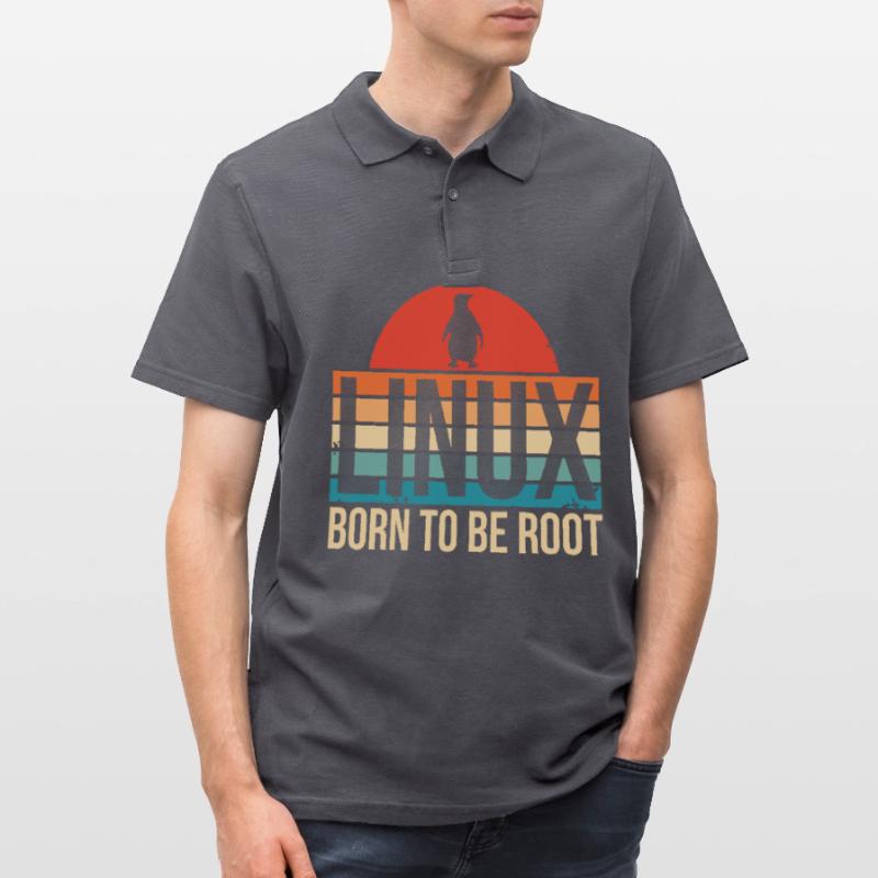 Linux Born To Be Root Penguin Nerd Coding Geek Men's Polo Shirt
