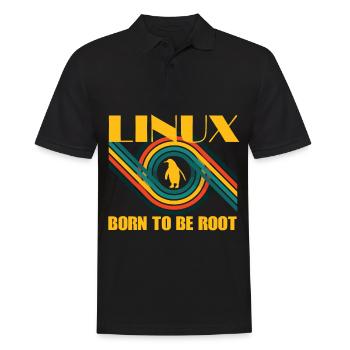 Né pour être Root Linux Retro Penguin Nerd Geek - Polo Homme - noir - Devant - Kai (181cm)
