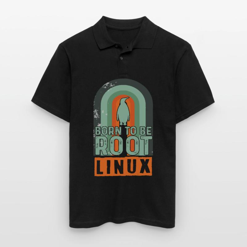 Né pour être Root Retro Linux Nerd Coding Geek Polo Homme