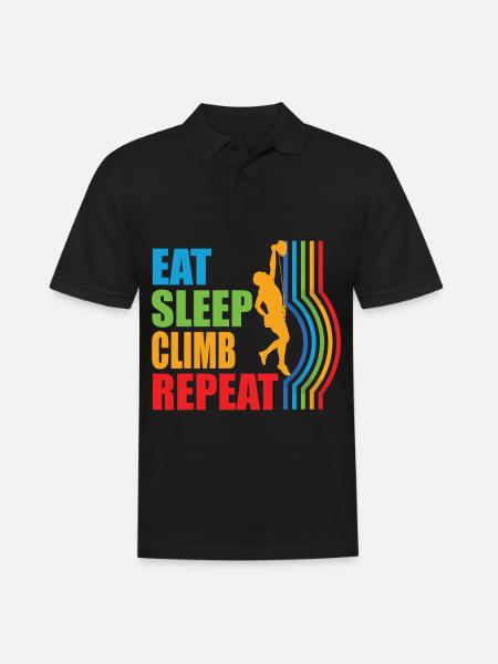 Eet slaapklim Herhaal boulderen klimmen - Mannen poloshirt - zwart