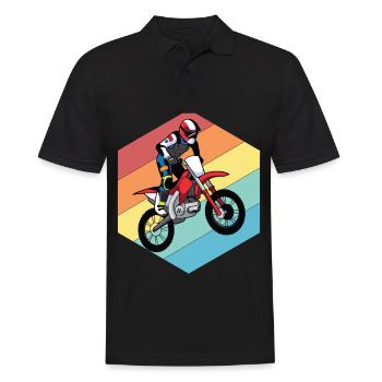 Moto Retro Race Motocross Offroad - Polo Homme - noir - Devant - Kai (181cm)