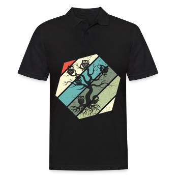 Hibou arbre généalogique Hiboux nocturnes - Polo Homme - noir - Devant - Kai (181cm)