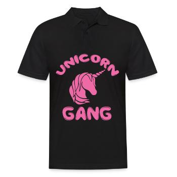 Unicorn Gang in Pink rosa Einhorn - Männer Poloshirt - Schwarz - Vorne - Kai (181cm)