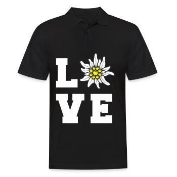 Edelweiß LOVE Alpen Berge Alpen-Edelweiß Wandern - Männer Poloshirt - Schwarz - Vorne - Kai (181cm)