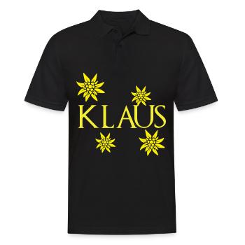 Klaus Edelweiß Alpen Wandern Berge Schnee - Männer Poloshirt - Schwarz - Vorne - Kai (181cm)