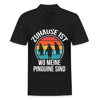 Pinguine zu Hause Nordpol Pinguin Tierliebe - Männer Poloshirt - Schwarz - Vorne - Kai (181cm)