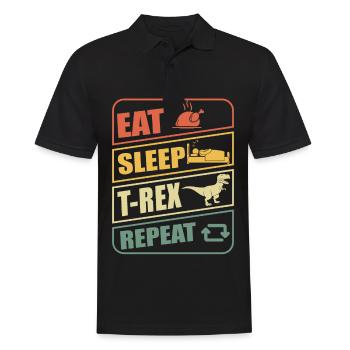 T-Rex Eat Sleep Repeat TRex Dinosaur Dinos - Men's Polo Shirt - black - Front - Kai (181cm)