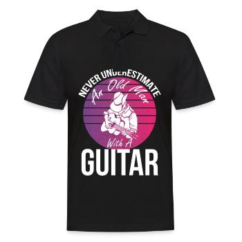 Guitare avec vieil homme Guitariste Musicien Rock - Polo Homme - noir - Devant - Kai (181cm)