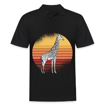 Giraffe Retro Afrika Savanne - Männer Poloshirt - Schwarz - Vorne - Kai (181cm)